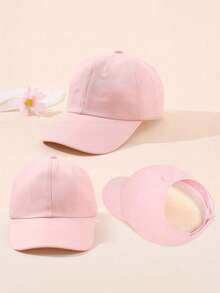1pc Girls' Plain Snapback Cap, Solid Color Summer Sports Running Beach Vacation Travel Daily Ponytail Sun Ion Hat - Solid Color - View 24