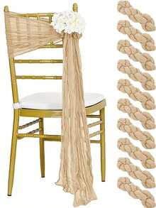 Cheesecloth Chair Sashes Aisle Decorations Light Pink 10/20 Packs, Chair Bow Designed Decorative Chair Cover Chair Sashes 108 Inch For Wedding Reception Party Hotel Decoration(Beige) - Multicolor - View 19
