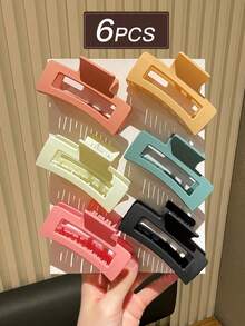 6 件 2025 新款高品质方形发夹，8.5 厘米中号，哑光鲨鱼形发夹，女士发饰优雅爪夹，学校用品，大学