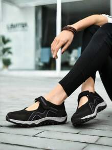 Women's Mesh Breathable Shoes, Soft & Comfortable Elderly/Mom Shoes, Elderly Dance Shoes, Grandma Shoes With Adjustable Hook And Loop For Easy Wearing, Summer Sports Shoes (Slight Color Difference), (Random Shoe Upper Line Color, Random Letter MENGZU Or MANGZU)
