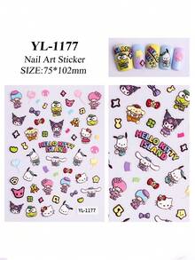 可爱三丽鸥美甲贴纸 5D 立体浮雕 3D 波恰可乐比美甲贴纸配饰