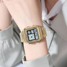 Skmei SKMEI 2451 Ceas digital clasic pentru bărbați, 34 mm, cu brățară din oțel inoxidabil, cronometru multifuncțional, ceas sport impermeabil