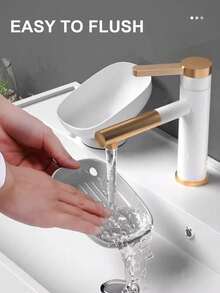 1pc Soap Box With Drainage, Luxury Style, Wall-Mounted Soap Dish/Shelf For Bathroom Use - Grey - View 4