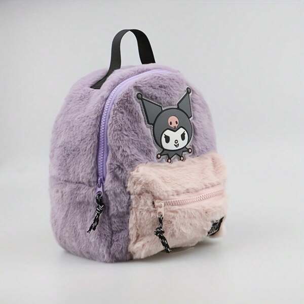 Sanrio Sac à dos en peluche de la série hello kitty Kuromi, fournitures scolaires, sac à dos de voyage Kuromi, sac à dos en peluche Kuromi, cadeau de Noël