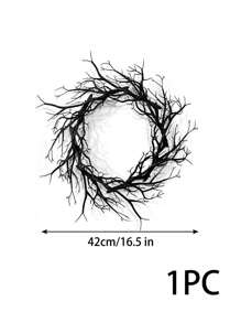 1pc Realistic Black Dried Vine Wreath Decoration, Halloween Horror Party Door Hanging, Artificial Black Withered Branch Decor Suitable For Halloween And Gothic Style Home Decor Halloween Decor Fall Decor Room Decor Autumn Decor