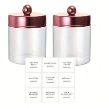 2/3/6pcs Qtip Holder Dispenser - 8 Oz Plastic Apothecary Jar Containers For Vanity Makeup Countertop Organizer Storage -Bathroom Canister Accessories Set For Cleaning Swab, Ball, Pads, Floss,For Holiday Beach, Bathroom Collection, Bedroom Collection, Large Capacity