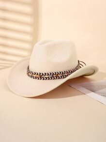 1 pieza Sombrero Trilby de unicolor para niños, Sombrero de vaquero estilo occidental para niñas, Adecuado para fiestas, reuniones y salidas