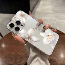 1pc White Big Floral Transparent Full-Body Anti-Fall TPU Phone Protective Case Compatible With Apple Waterproof Shockproof Scratch Resistant