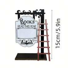 1pc Wooden Mini Decoration Sign "Books I Read This Year", Suitable For Desk Decor, Vintage Farmhouse Style Bookshelf Counter Sign, Teacher Or Home Library Decor Gift - Multicolor - View 3