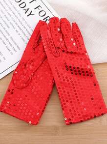 1Pair Silver Sequin Gloves Mesh Glitter Gloves Sequin Dance Gloves For Dress Costume Accessory Sequin Dance Gloves Costume Silver Glitter Short Gloves For Skating Dressing Accessory Halloween