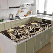 1 pieza Felpudo absorbente con estampado de esqueleto de Halloween para encimeras de cocina, tazones, platos, con alta absorbencia que oculta las manchas, con respaldo de goma, estera multifuncional para cafeteras, escurreplatos, utensilios de cocina