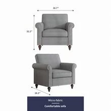 Modern Linen Single Sofa Chair With Armrest, Small Couchs For Living Room, 1-Seater Sofa For Apartment, Small Spaces, Bedroom,Light Grey - Light Grey - View 3