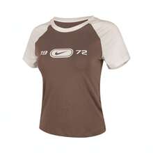 Nike 女款 AS W NSW NK CHLL KNT TEE RGLN 短袖 T 恤针织圆领 T 恤 THV4993-134 - 棕色 - 查看 1
