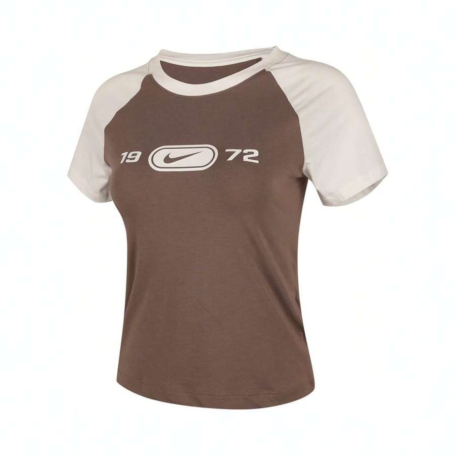 Nike 女款 AS W NSW NK CHLL KNT TEE RGLN 短袖 T 恤针织圆领 T 恤 THV4993-134 - 棕色 - 查看 1