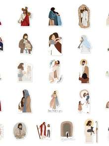 52 张新鲜创意人物贴纸，适用于剪贴簿、日记本、笔记本电脑、水瓶、汽车、带有积极信息的信仰设计、精美礼物、学校用品、返校