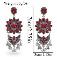 1 Pair Of Zinc Alloy Retro And Fashionable Women's Earrings With Colored Water Rhinestones Imitating Pearls, Classic Stud Earrings, Colored Rhinestone Birdcages, And Heavily Crafted Stud Earrings For Daily Use, Parties, And Vacations