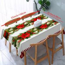 1 Stück Polyester-Tischdecke, Weihnachtsthema Tischdecke mit rotem Karomuster, dekoriert mit Tannenzweigen, goldenen Kugeln, Orangenscheiben und Lebkuchen, perfekt zum Dekorieren von Esstischen, um eine warme und festliche Atmosphäre für Familienfeiern und Feiertagsveranstaltungen zu schaffen. Geeignet für Gartenpartys, Picknicks, Abendessen, ideal für Heim- und Restaurantdekor.