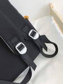 1pc Fashion Versatile Solid Color Nylon Waterproof Backpack, Large Capacity For Outdoor, Commute, School, Without Pendant