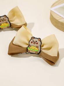 2pcs Capybara Hair Bows For Girls Beige Brown Grosgrain Ribbon Bow Alligator Clips With Capybara Accessory Cute Capybara Bow Hair Clips Adorable Animal Bow Barrettes Teens Hair Accessories