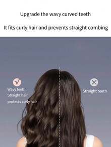 1 件双排波浪齿卷发刷，适合长而浓密的头发 - 防静电顺发宽齿圆刷，符合人体工程学手柄，加热定型和自然造型，耐用塑料发刷，用于明确的卷发和波浪，卷发刷，返校、旅行度假必需品，女士发饰
