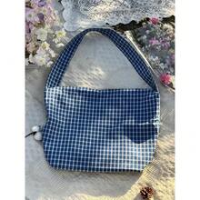 Women Shoulder Bags - 藍白格子 - 查看 2