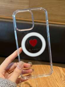 1pc Minimalist Red Heart Letter Pattern Magnetic Phone Case, Compatible With Apple Phones Xs/Xs Max/Xr/11/12 Series/13 Series/14 Series/15 Series/16 Series/7/8 Plus Waterproof Shockproof Anti-Fall Scratch Resistant