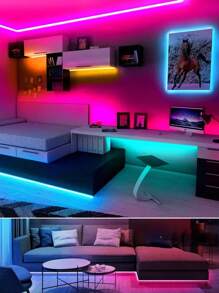 1 Set Of 1M/2M/3M/5M Black LED Strip Lights, RGB 3-Key Controller, USB Powered, 5V 5050 Wall Mounted Lights, Suitable For Home Decor, Living Room, Bedroom TV Backlighting