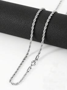 1pc Stainless Steel Punk Style Twist Chain Necklace, Unisex, Suitable For Daily Wear, Gift For Holidays