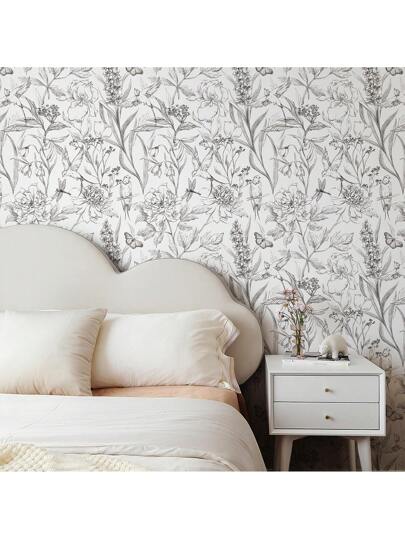 117.32*789.4 Inch/ 17.32*118.11 Inch Flowers Birds Wit Painted Flower Bird ation Bathroom Wallpaper Peel Stick Furniture Renovation Contact Paper view 6
