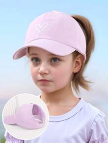 1 Stück Baseballkappe mit Herz-Dekor für Mädchen, Outdoor-Sportbekleidung, Laufen, Strand, Urlaub, Reisen, täglicher Pferdeschwanz, Sonnenschutzhut, Frühling/Sommer - Liebe - Übersicht 7