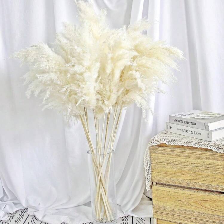 10/15 Pieces Of Artificial White Pampas Grass - Artificial Pampas In Vases That Do Not Fall Off - Versatile Featherless Decoration For Christmas, Thanksgiving, New Year, Valentine's Day, Mother's Day - Perfect For Weddings, Holiday Decorations - White - View 7