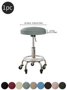 1pc Solid Color Stretchable Anti-Splash Milk Silk Round Seat Cover, Modern Style All-Season Dust-Proof Premium Bar Stool Cover, Suitable For Home