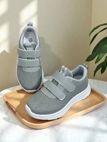 Giày thể thao thoáng khí dệt thời trang và thoải mái cho trẻ em - Mềm mại, chống trượt, quai đôi, nhẹ, linh hoạt, thích hợp cho các hoạt động ngoài trời, vui chơi, đi học và mặc thường ngày - Hoàn hảo cho đôi chân đang phát triển - Xám - Xem 5
