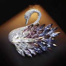 [Lujo de moda] 1 pieza Elegante broche de cisne con rhinestone, alfiler versátil para abrigo, elegante pinza para bufanda, nuevo accesorio de joyería de moda 2025, regalo para la novia