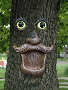 Tree Face, Outdoor Tree Face, Tree Art, Outdoor Tree Decorations, Tree Face, Tree Stump Decoration, Tree Face, Outdoor Tree Decoration, Tree Face Decoration, Outdoor Tree Eye Decoration - Multicolor - View 2