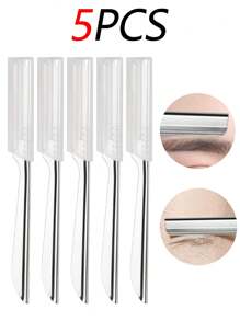 5/3/1pc Stainless Steel Eyebrow Razor With Protective Comb, Fine Blade, Perfect For Beginners, Makeup Tools