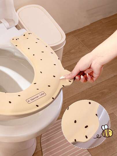 1/2pcs Adhesive Toilet Seat Cover, Waterproof Warm Padded Washable Foam Toilet Mat Cushion For Home, Maternity Bathroom Decor