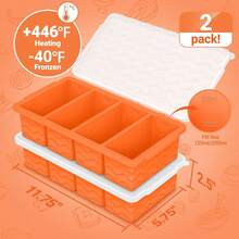 Local Delivery Silicone Freezer Molds For Soup With Lid – 1-Cup Soup Container Style Ice Cube Trays For Freezer, Meal Prep & Food Storage, Freeze 250mL/125mL Portions – 2 Pack - 橘色 - 查看 2