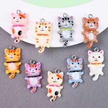 Pingente de Gato Fofo de Resina com Tamanho de 15*27mm, Atacado para Clips de Cabelo, Brincos, Colar, Acessórios de Chaveiro DIY