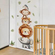 1 件水彩可爱动物墙贴 - 大象和猴子图案 - PVC 自粘贴花，适用于游戏室/儿童房装饰、客厅、门、幼儿园、教室、家居装饰和礼物 - 款式B - 查看 7