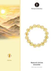 VE Genuine "Yumi" One-Piece Whole-Body Brazilian Natural Yellow Quartz Bracelet, Official Authentic Feng Shui Crystal Bracelet For Wealth And Career, Suitable For Men And Women, Ideal Gift For Friends, Partners, Supervisors, Natural Gemstone Color Varies - Citrine Bracelet - View 1