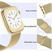 Paquete de 3 correas de malla metálica compatibles con Watch de 38mm 40mm 41mm 42mm 44mm 45mm 46mm 49mm, correa de bucle magnético de acero inoxidable para Ultra 3 2 1 Series 11/10/9/8/SE//6/5/4/3 para hombres y mujeres - Oro/Negro/Plata - Ver 3
