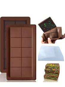 1 conjunto 2 peças Molde de Chocolate, Bandeja de Moldagem de Bloco de Chocolate de Silicone, Molde de Fabricação de Bloco de Chocolate de Dubai