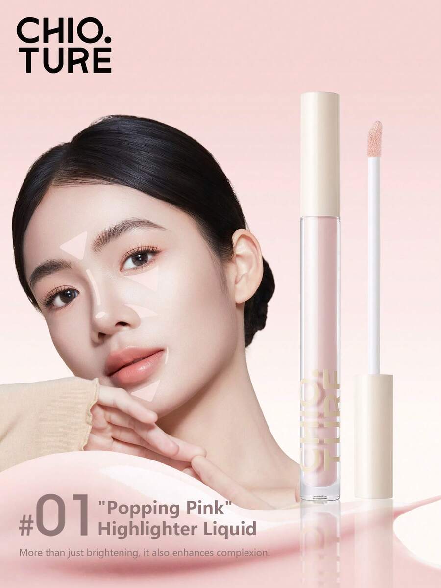CHIOTURE 液体遮瑕高光棒提亮遮瑕哑光鼻影持久妆效适合初学者 - 01 Popping Pink - 查看 1