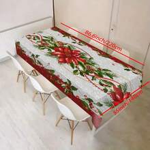 1 Stück Polyester-Tischdecke, Weihnachtsthema Tischdecke mit rotem Karomuster, dekoriert mit Tannenzweigen, goldenen Kugeln, Orangenscheiben und Lebkuchen, perfekt zum Dekorieren von Esstischen, um eine warme und festliche Atmosphäre für Familienfeiern und Feiertagsveranstaltungen zu schaffen. Geeignet für Gartenpartys, Picknicks, Abendessen, ideal für Heim- und Restaurantdekor.