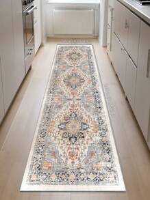 1pc Bohemian Style Brown Area Rug, Washable Non-Slip, 850g/M² For Living Room Bedroom Kitchen Office Entryway