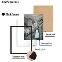 1 pieza, Foto personalizada, Marco de madera con plexiglás pulido, es muy apropiado para la decoración del hogar en Halloween, póster artístico impreso en lienzo personalizado, perfecto para familias, parejas, recuerdos de mascotas, el regalo perfecto para conmemorar Halloween