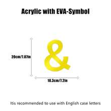 金色字母 A-Z 墙贴 - 单个字母高度 10cm/15cm/20cm，亚克力镜面材质，带 1cm 厚泡沫背衬。双层设计带来更佳的 3D 立体效果；单层设计外观更简洁。自带背胶，可粘贴于墙面或玻璃上。