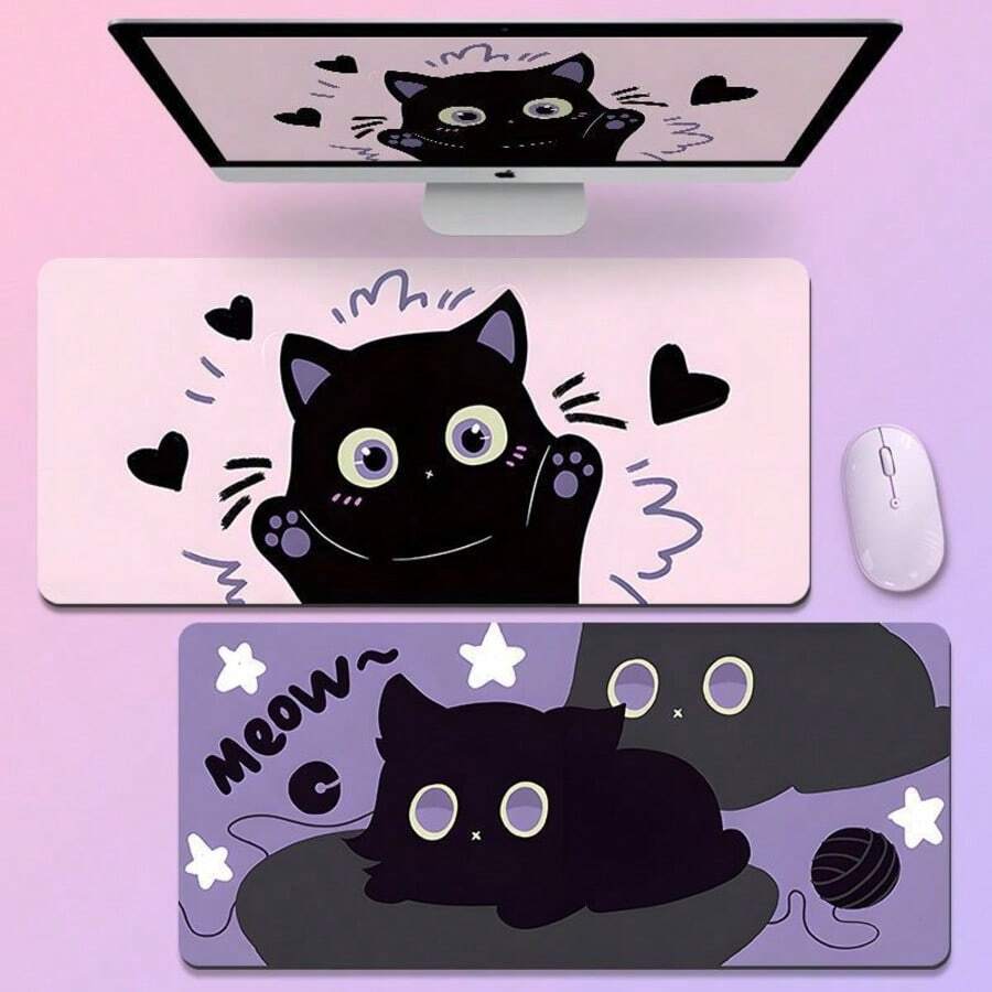 [本月新品：35.4*15.7英寸桌垫（活泼的猫咪）]，适用于学校用品，返校 - A - 查看 1