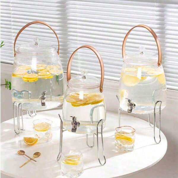 1 Piece Large Capacity With Faucet, Refrigerator Cold Water Bottle, Fruit Tea Cold Water Bottle, Household Water Beverage Bucket, Ice Glass Juice Pot (Without Shelf)